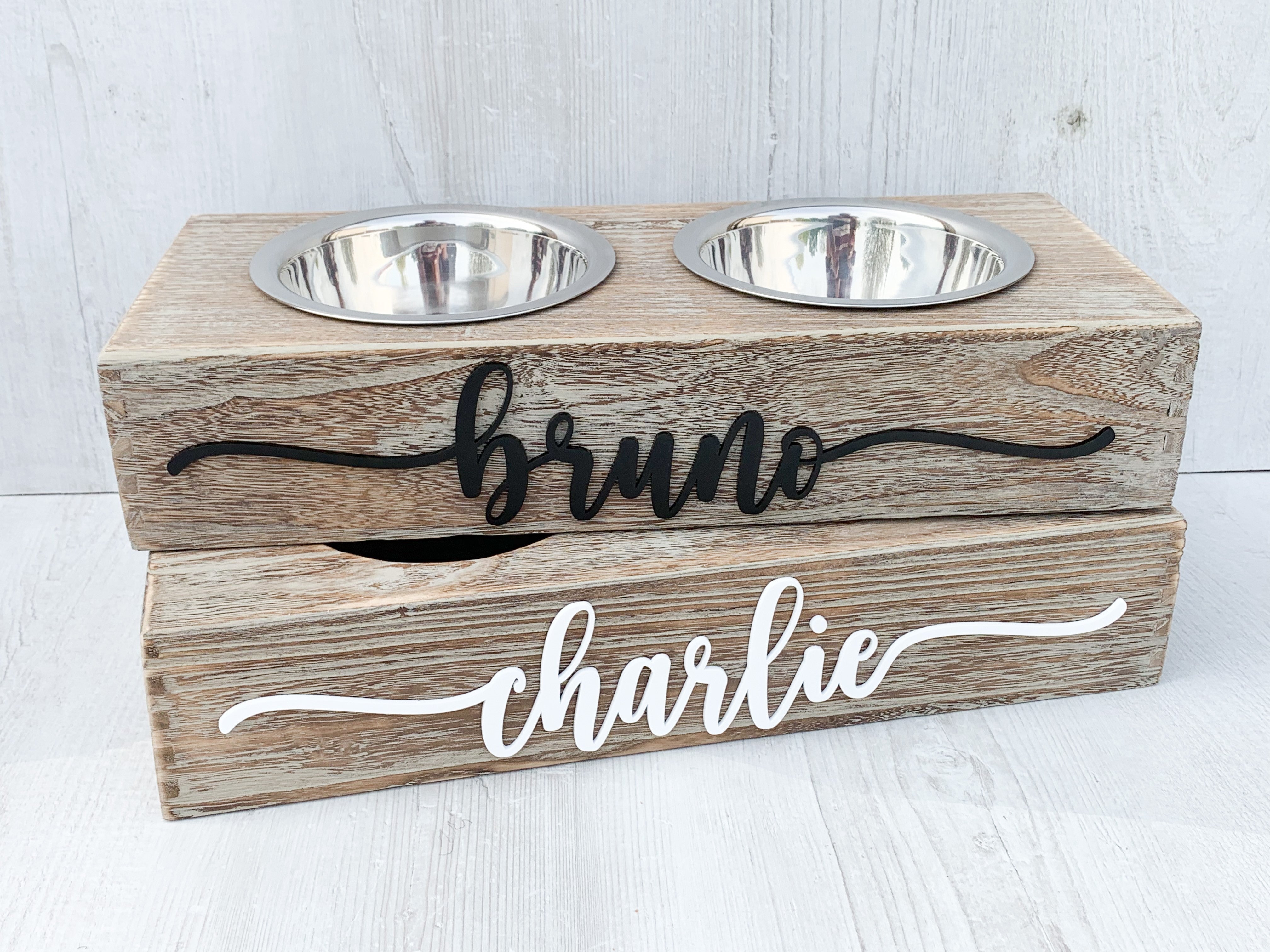 Personalised dog outlet bowl stand