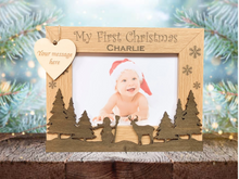 Load image into Gallery viewer, Personalised My First Christmas Oak Effect Photo Frame
