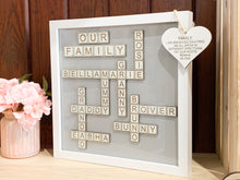 Load image into Gallery viewer, Personalised Our Family Scrabble Frame | Family Scrabble Frame | 3D Box Frame
