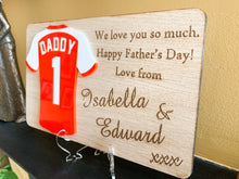 Load image into Gallery viewer, Personalised Father&#39;s Day Football Wooden Plaque
