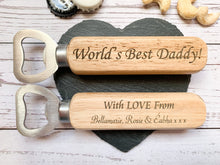 Load image into Gallery viewer, Personalised World&#39;s Best Bottle Opener - Beeswax Finish
