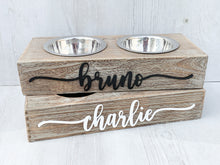 Load image into Gallery viewer, Personalised Dog Feeding Station | Raised Wooden Pet Feeder | Unique Gift
