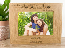Load image into Gallery viewer, Personalised Best Auntie Oak Frame, Custom Laser Engraved Auntie Gift 
