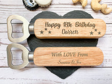 Load image into Gallery viewer, Personalised Birthday Bottle Opener - Beeswax Finish
