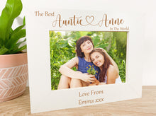 Load image into Gallery viewer, Personalised Best Auntie White Photo Frame - Heart Style
