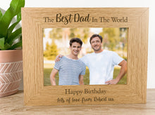 Load image into Gallery viewer, Personalised Best Dad Birthday Oak Photo Frame
