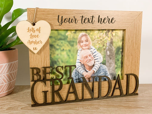 Personalised Best Grandad Oak Photo Frame Gift