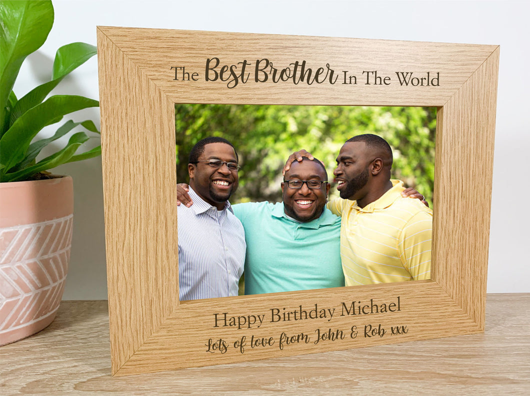Personalised Best Brother Birthday Oak Photo Frame