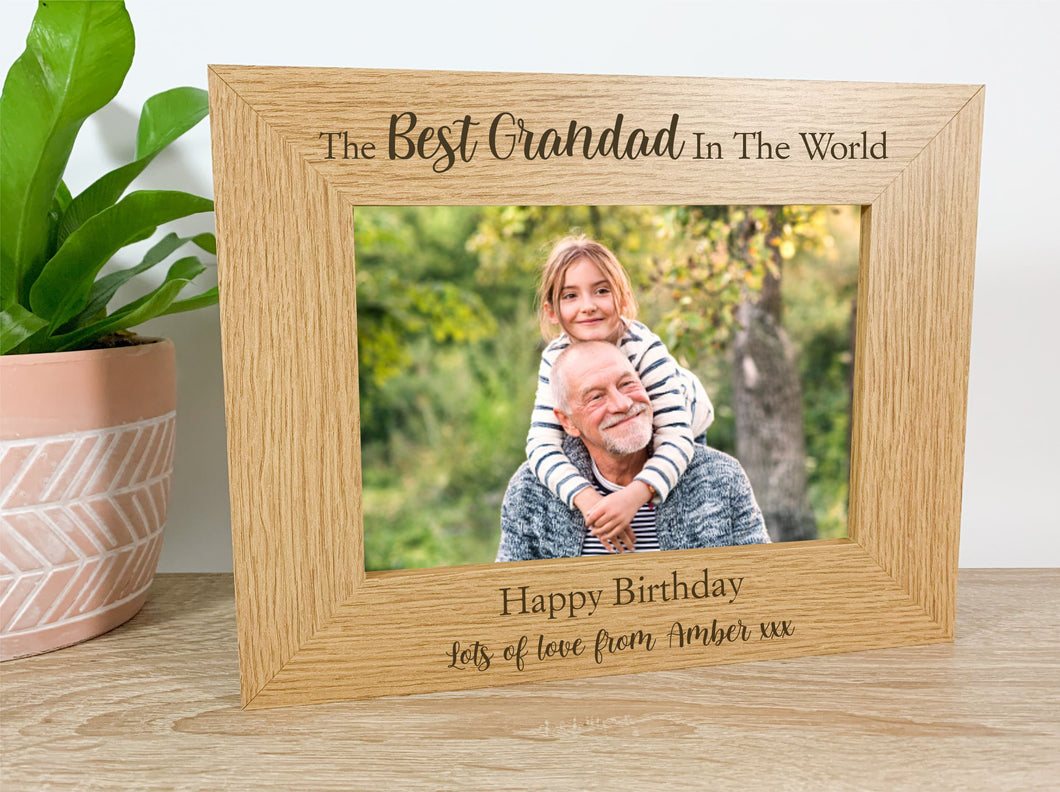 Personalised Best Grandad in The World Birthday Photo Frame Gift 