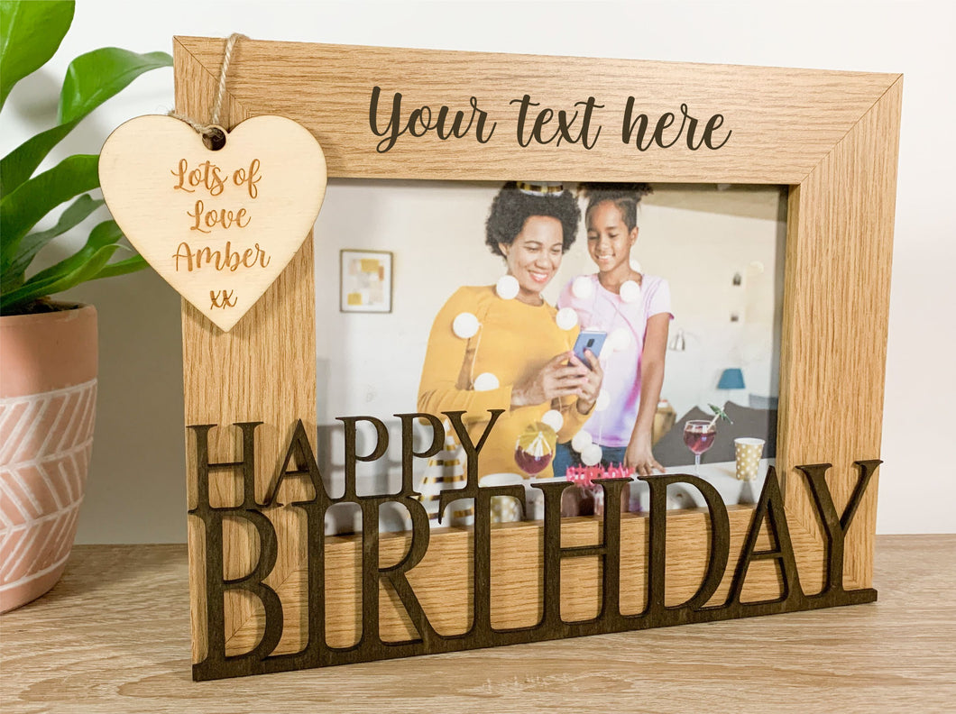 Personalised Happy Birthday Oak Photo Frame Gift
