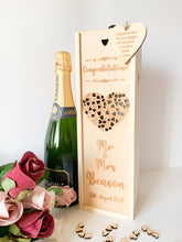 Load image into Gallery viewer, Personalised Mr &amp; Mrs Wedding Heart Champagne Box
