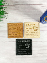 Load image into Gallery viewer, Personalised Beer O&#39;clock Wooden/Slate Drinks Coaster  
