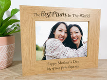 Load image into Gallery viewer, Personalised Best Mum in The World Mother&#39;s Day Photo Frame Gift - Next day delivery 
