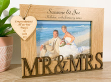 Load image into Gallery viewer, Personalised Wedding Mr &amp; Mrs Oak Photo Frame - Classic Style
