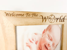 Load image into Gallery viewer, Personalised Newborn Baby Natural Wood Photo Frame
