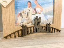 Load image into Gallery viewer, Personalised Wedding Bride &amp; Groom Oak Photo Frame - Heart Style
