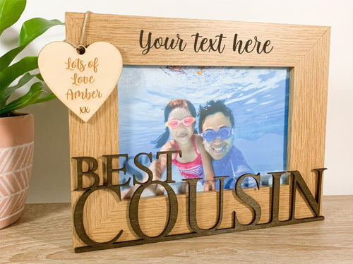 Personalised Best Cousins Oak Photo Frame Gift