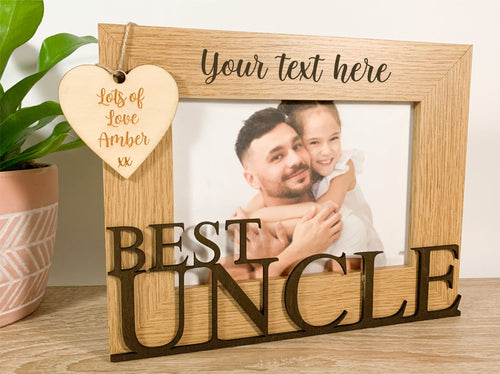 Personalised Best Uncle Natural Wood Photo Frame Gift