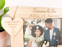 Load image into Gallery viewer, Personalised Wedding Bride &amp; Groom Natural Wood Photo Frame - Classic Style
