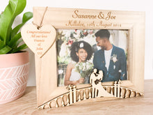 Load image into Gallery viewer, Personalised Wedding Bride &amp; Groom Natural Wood Photo Frame - Classic Style
