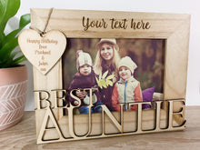 Load image into Gallery viewer, Personalised Best Auntie Natural Wood Photo Frame Gift
