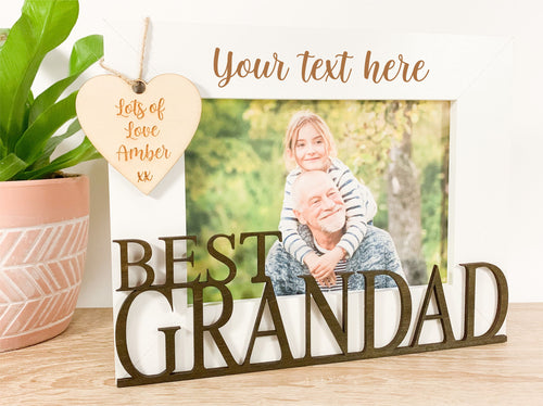 Personalised Best Grandad White Photo Frame Gift