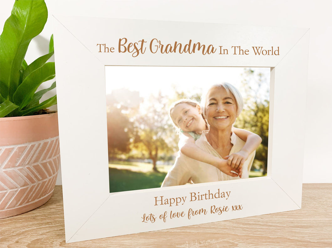 Personalised Best Grandma in The World Birthday Photo Frame Gift