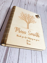 Load image into Gallery viewer, Personalised Laser Engraved Wooden A6 Teachers Thank you Gift Notebook
