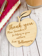 Load image into Gallery viewer, Personalised Apple Shape Wooden Coaster -  Great Teachers Gift!
