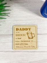 Load image into Gallery viewer, Personalised It&#39;s Beer O&#39;Clock Coaster
