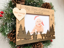 Load image into Gallery viewer, Personalised My First Christmas Oak Effect Photo Frame
