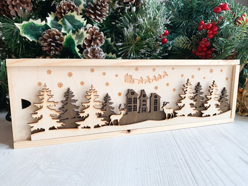 Personalised Christmas Festive Wine & Champagne Box - Custom Engraving